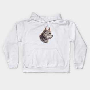 Silver Tabby British Shorthair Side Portrait Kids Hoodie